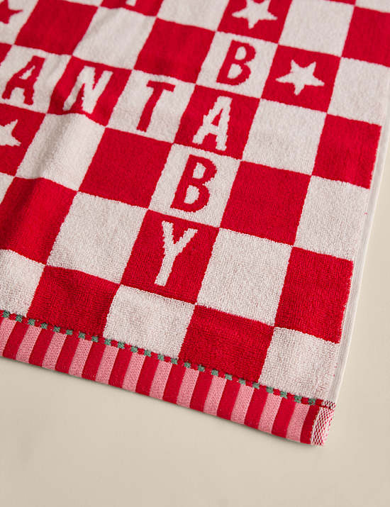 Pack de 2 toallas de mano navideñas 100 % algodón con texto “Santa Baby”