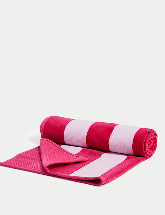 Zandbestendige strandhanddoek van zuiver katoen met strepen