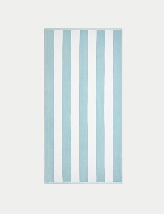Serviette de plage 100 % coton &agrave; rayures, r&eacute;sistante au sable