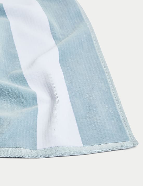 Serviette de plage 100 % coton &agrave; rayures, r&eacute;sistante au sable
