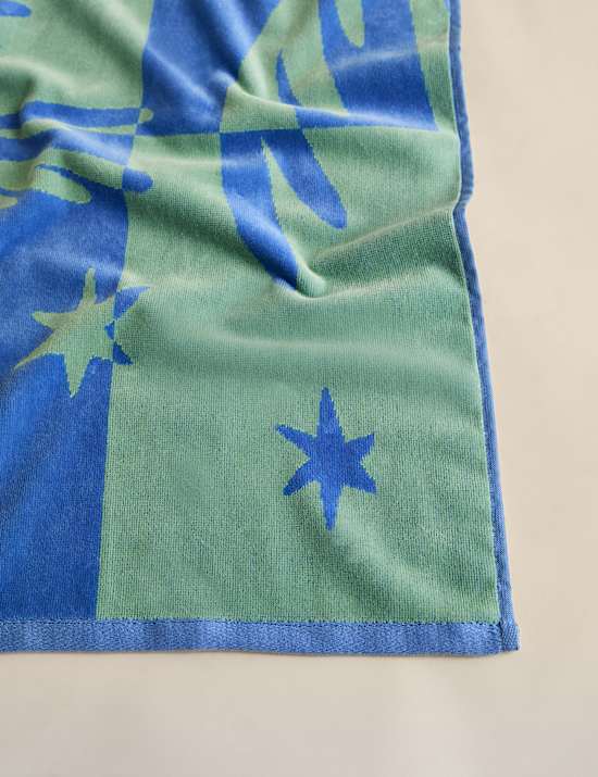 Serviette de plage 100 % coton &agrave; motif palmier