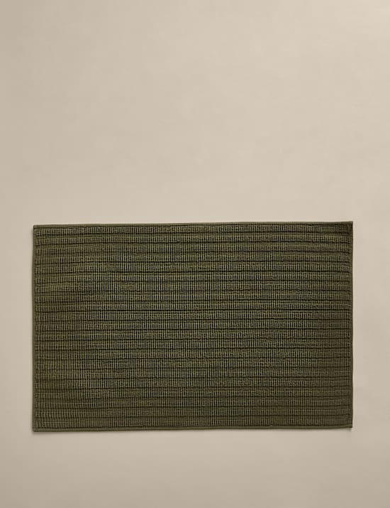 Pure Cotton Ribbed Woven Bath Mat