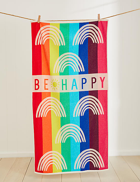 Pure Cotton Be Happy Beach Towel