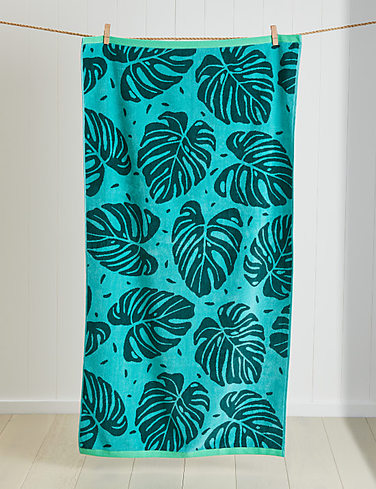 Pure Cotton Tropical Leaf Beach Towel