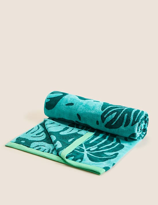 Pure Cotton Tropical Leaf Beach Towel