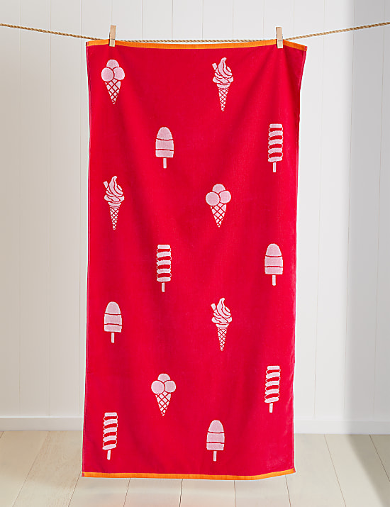 Pure Cotton Ice Cream Beach Towel Towels M S GR