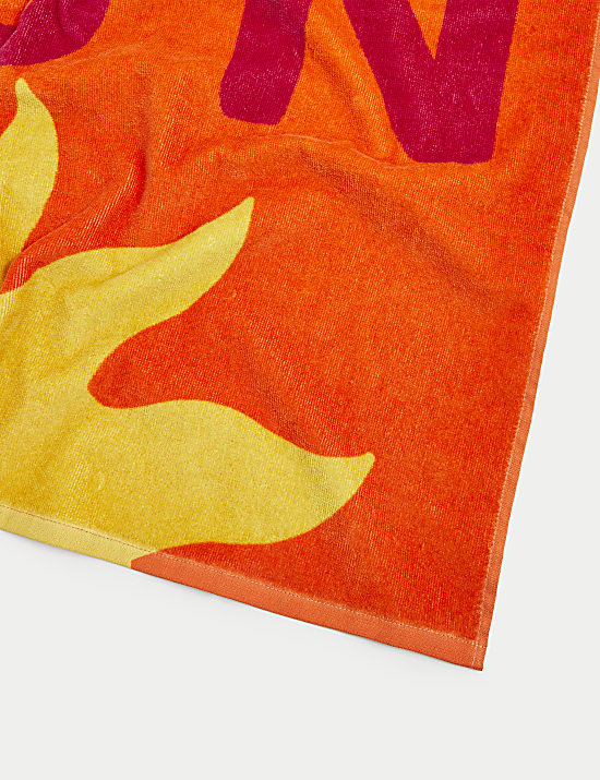 Pure Cotton Sun Slogan Beach Towel