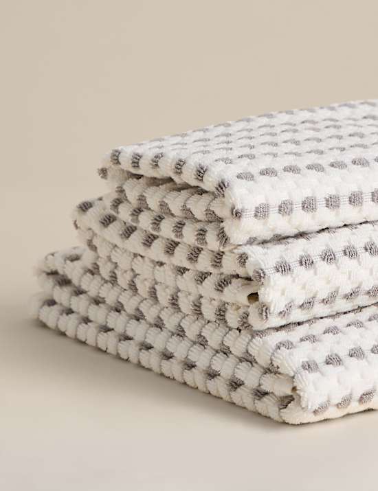 Serviette 100 % coton &agrave; pois et &agrave; rayures