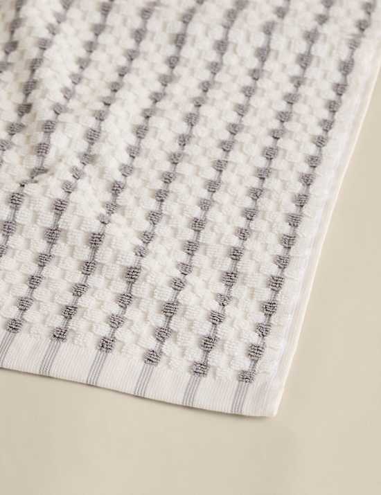 Serviette 100 % coton &agrave; pois et &agrave; rayures