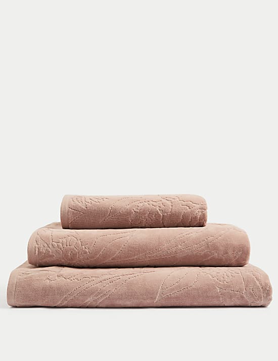 Pure Cotton Linear Floral Towel