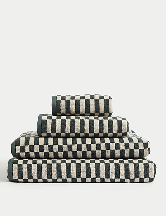 Pure Cotton Geometric Check Towel