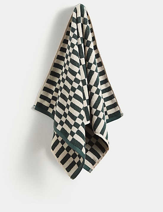 Pure Cotton Geometric Check Towel