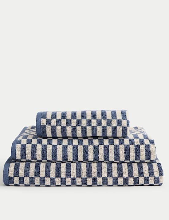Pure Cotton Geometric Check Towel