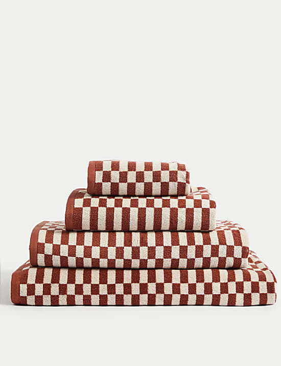 Pure Cotton Geometric Check Towel
