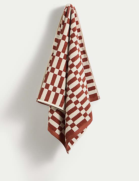 Pure Cotton Geometric Check Towel