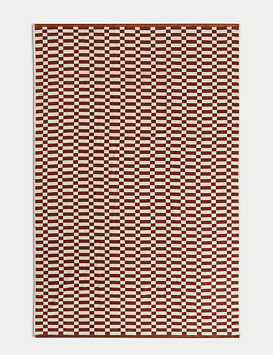Pure Cotton Geometric Check Towel