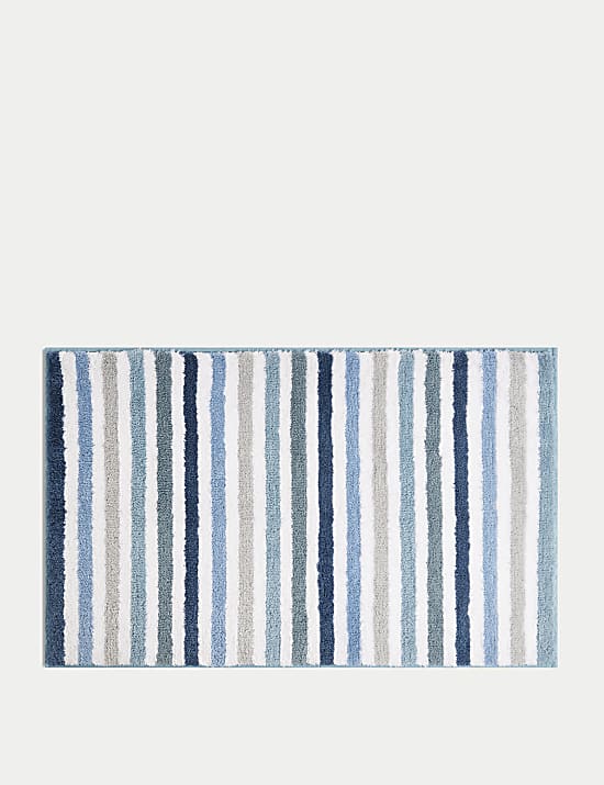 Alfombrilla para baño de secado rápido de rayas con algodón
