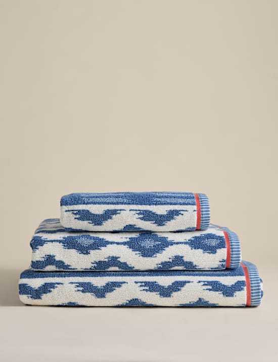 Set of 3 Pure Cotton Ikat Towels