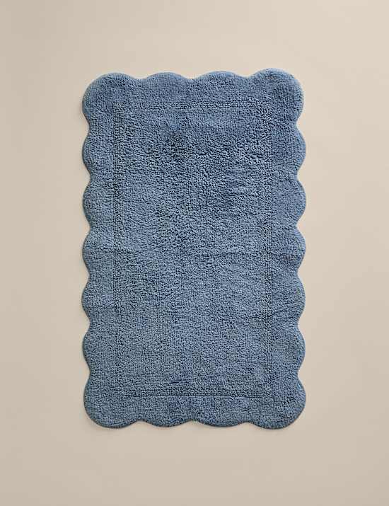 Pure Cotton Scalloped Bath Mat