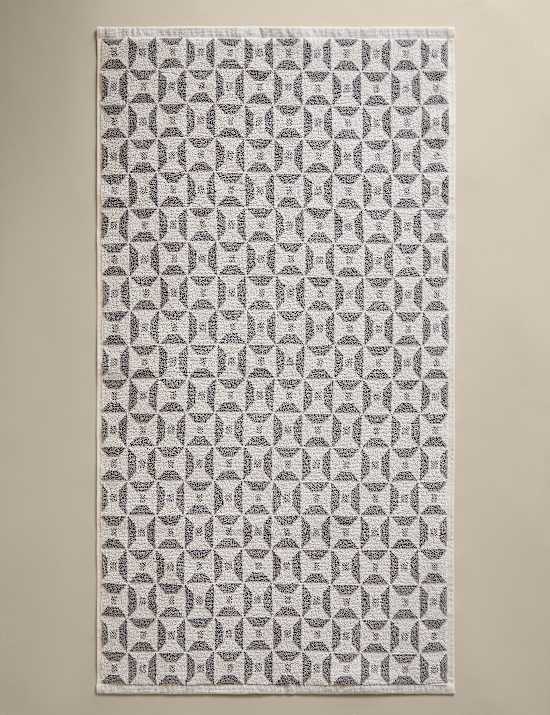 Pure Cotton Geometric Tile Towel