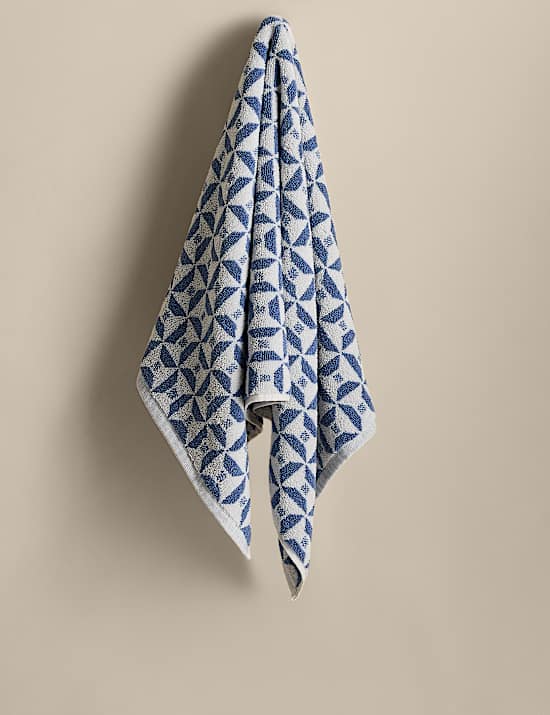 Pure Cotton Geometric Tile Towel