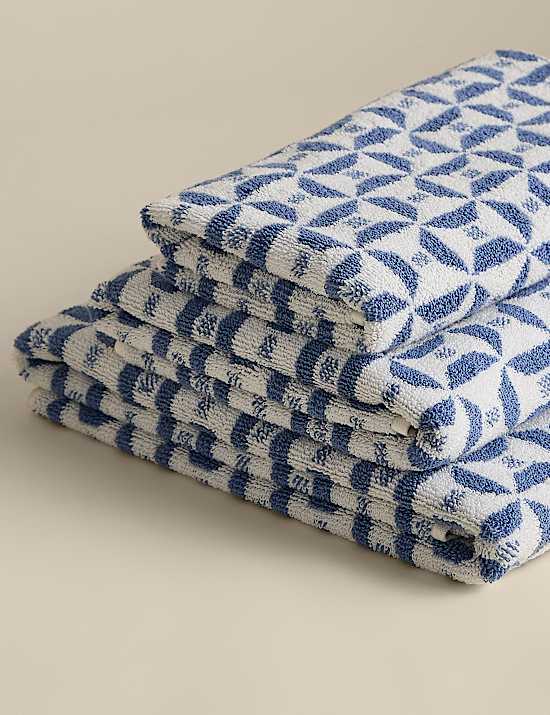 Pure Cotton Geometric Tile Towel