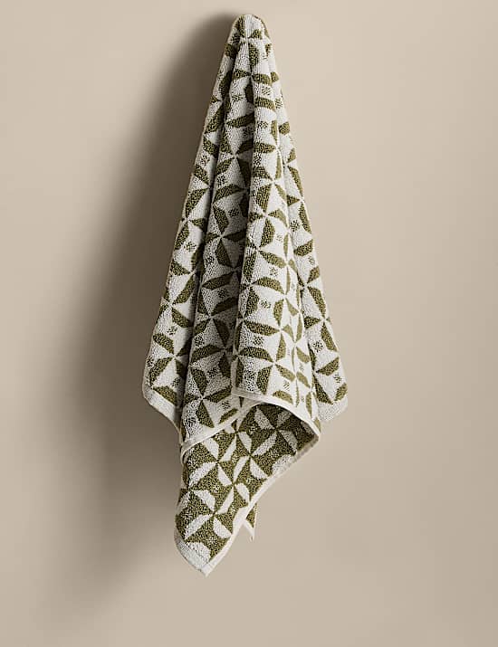Pure Cotton Geometric Tile Towel