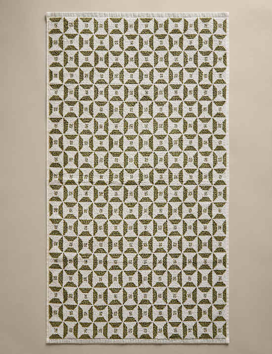 Pure Cotton Geometric Tile Towel
