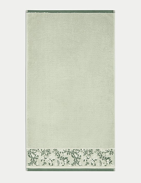 Serviette pur coton tiss&eacute; &agrave; motif fleuri