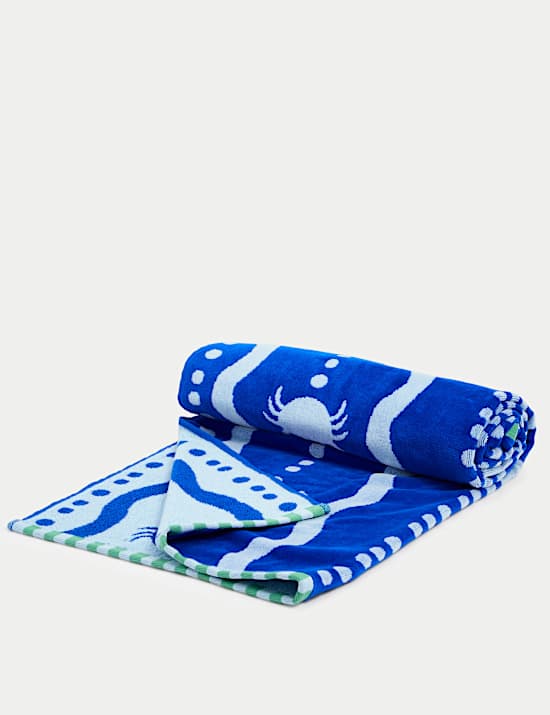 Pure Cotton Wave Crab Beach Towel