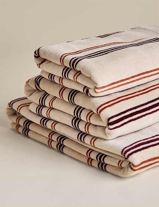 Pure Cotton Striped Velour Towel