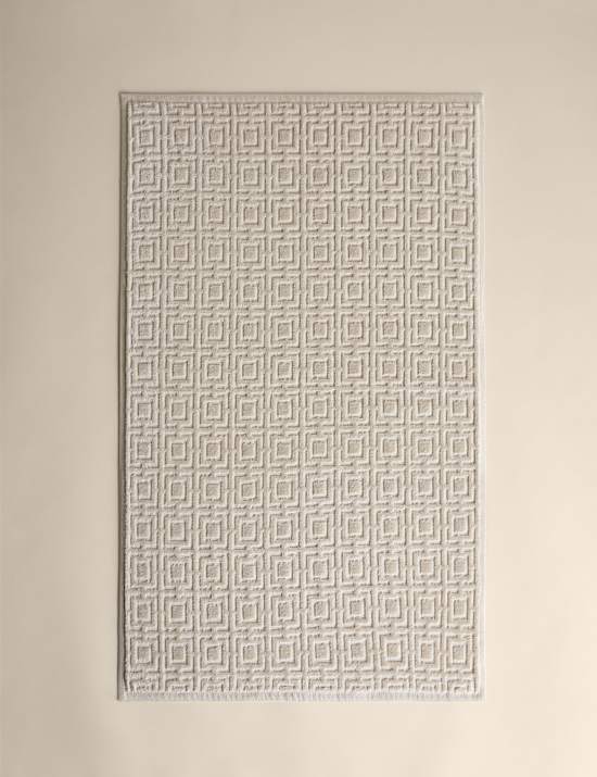 Pure Cotton Velour Geometric Bath Mat
