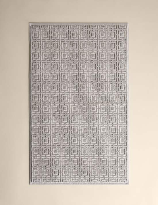 Pure Cotton Velour Geometric Bath Mat