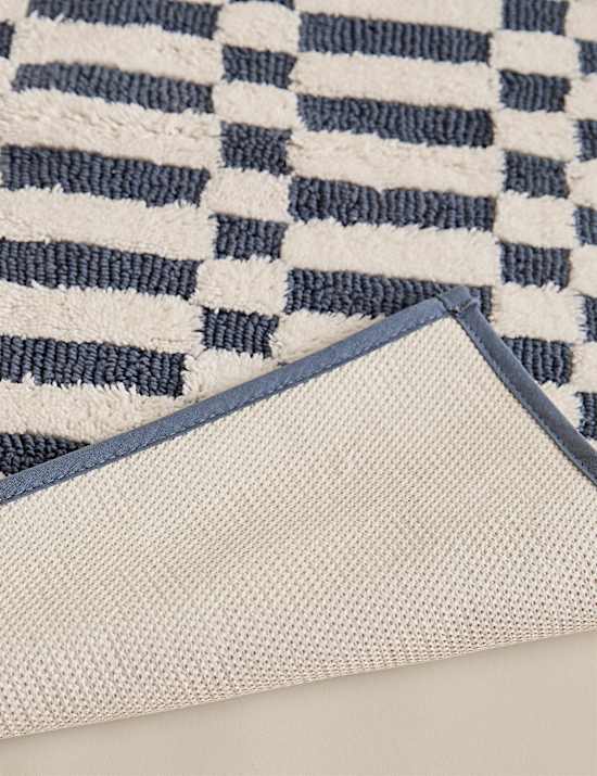 Pure Cotton Geometric Non Slip Bath Mat