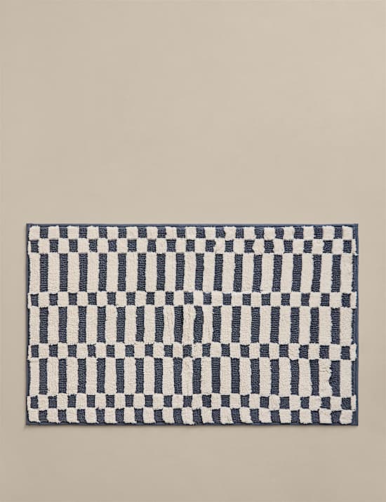 Pure Cotton Geometric Non Slip Bath Mat