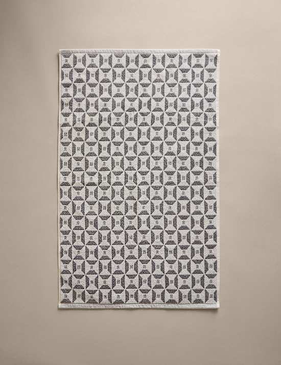 Tapis de bain 100 % coton &agrave; motif g&eacute;om&eacute;trique