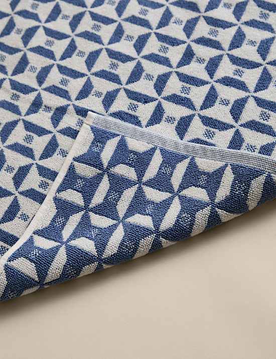 Pure Cotton Geometric Tile Bath Mat
