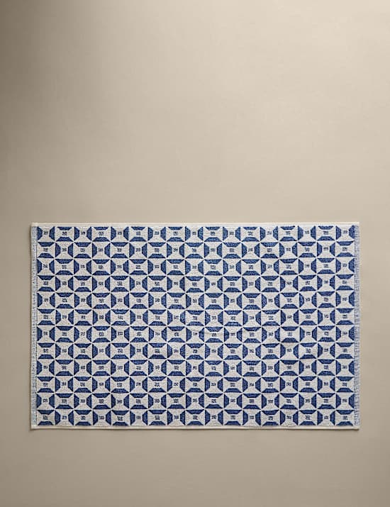 Pure Cotton Geometric Tile Bath Mat