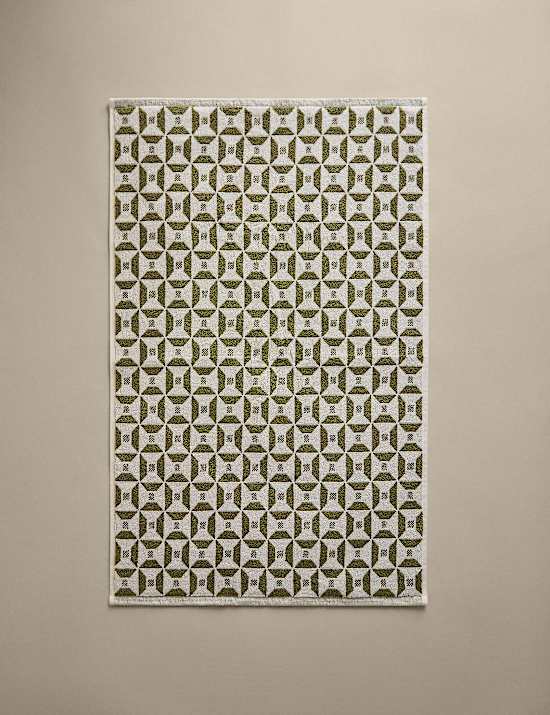 Tapis de bain 100 % coton &agrave; motif g&eacute;om&eacute;trique