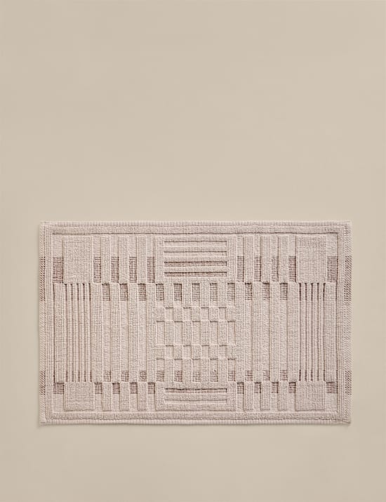 Pure Cotton Geometric Stay New Bath Mat