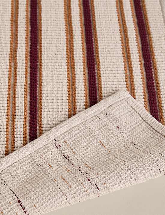 Pure Cotton Woven Striped Stay New Bath Mat