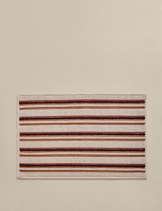 Pure Cotton Woven Striped Stay New Bath Mat