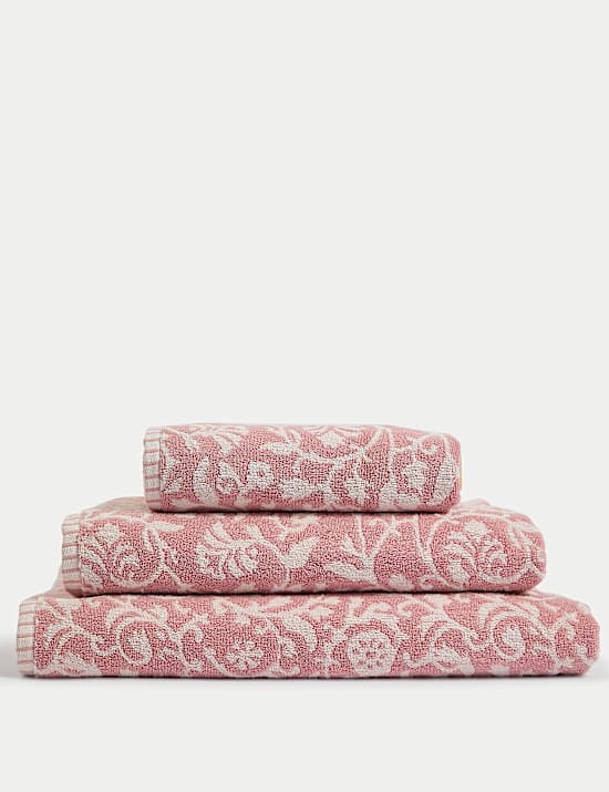 Pure Cotton Woodblock Floral Towel
