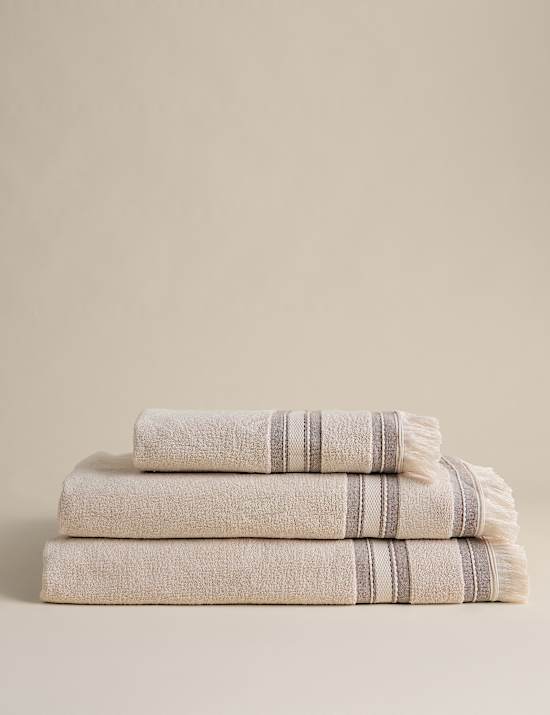 Cotton Rich Fringed Border Towel