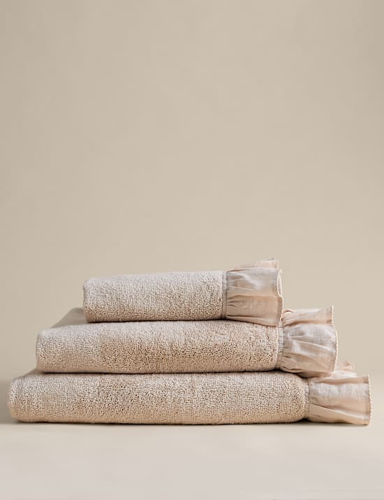 Pure Cotton Linen Ruffle Towel