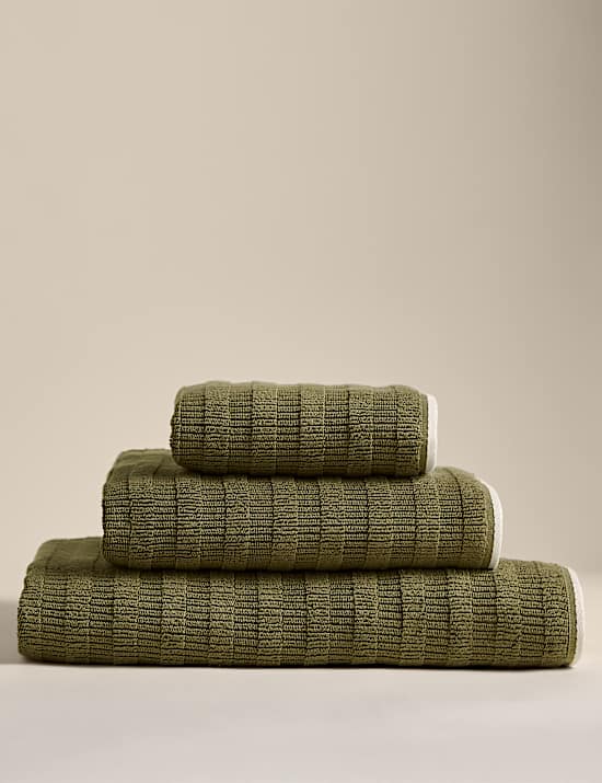 Pure Cotton Textured Contrast Trim Towel