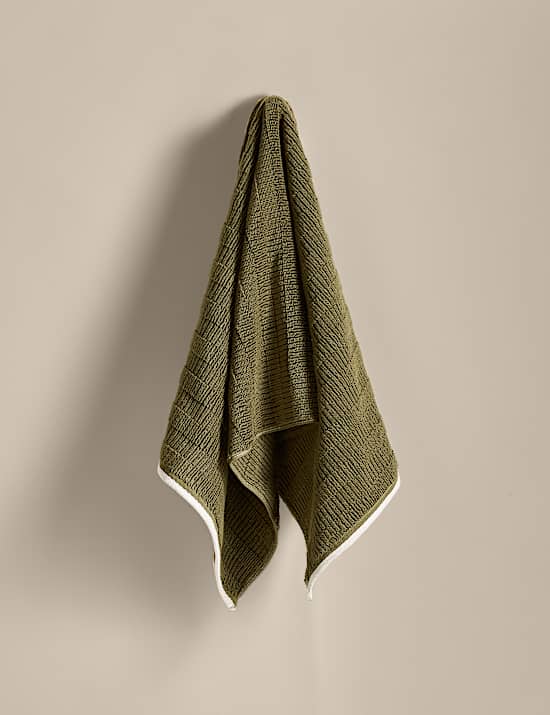 Pure Cotton Textured Contrast Trim Towel
