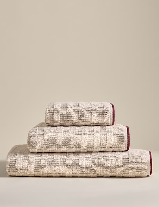 Pure Cotton Textured Contrast Trim Towel
