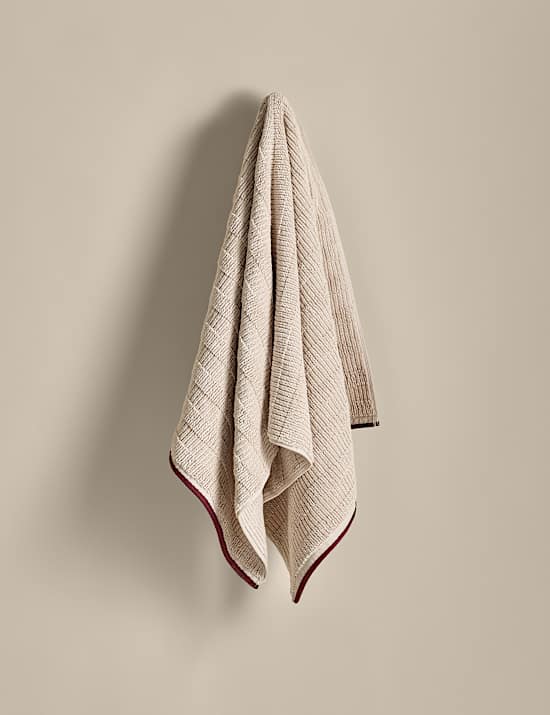Pure Cotton Textured Contrast Trim Towel