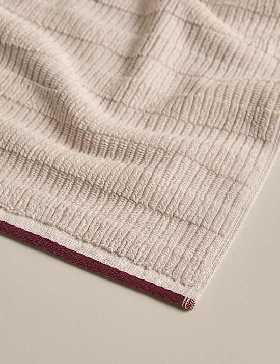 Pure Cotton Textured Contrast Trim Towel